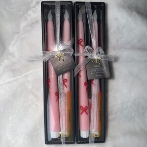 Silverstro Valentines Taper Candles Pink with Red Bows SET OF 4